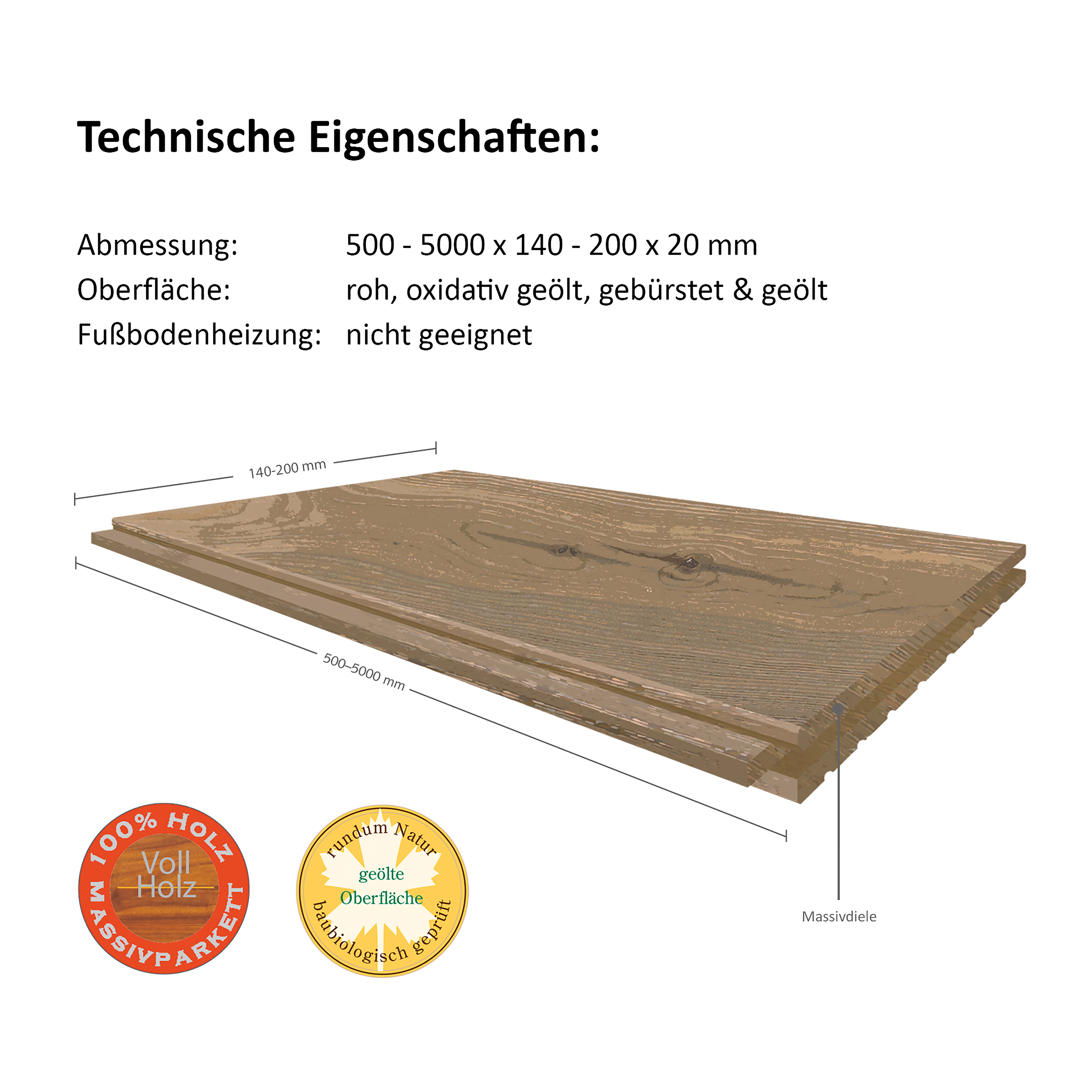 PARAT 20 Massivholzdiele gebürstet 160