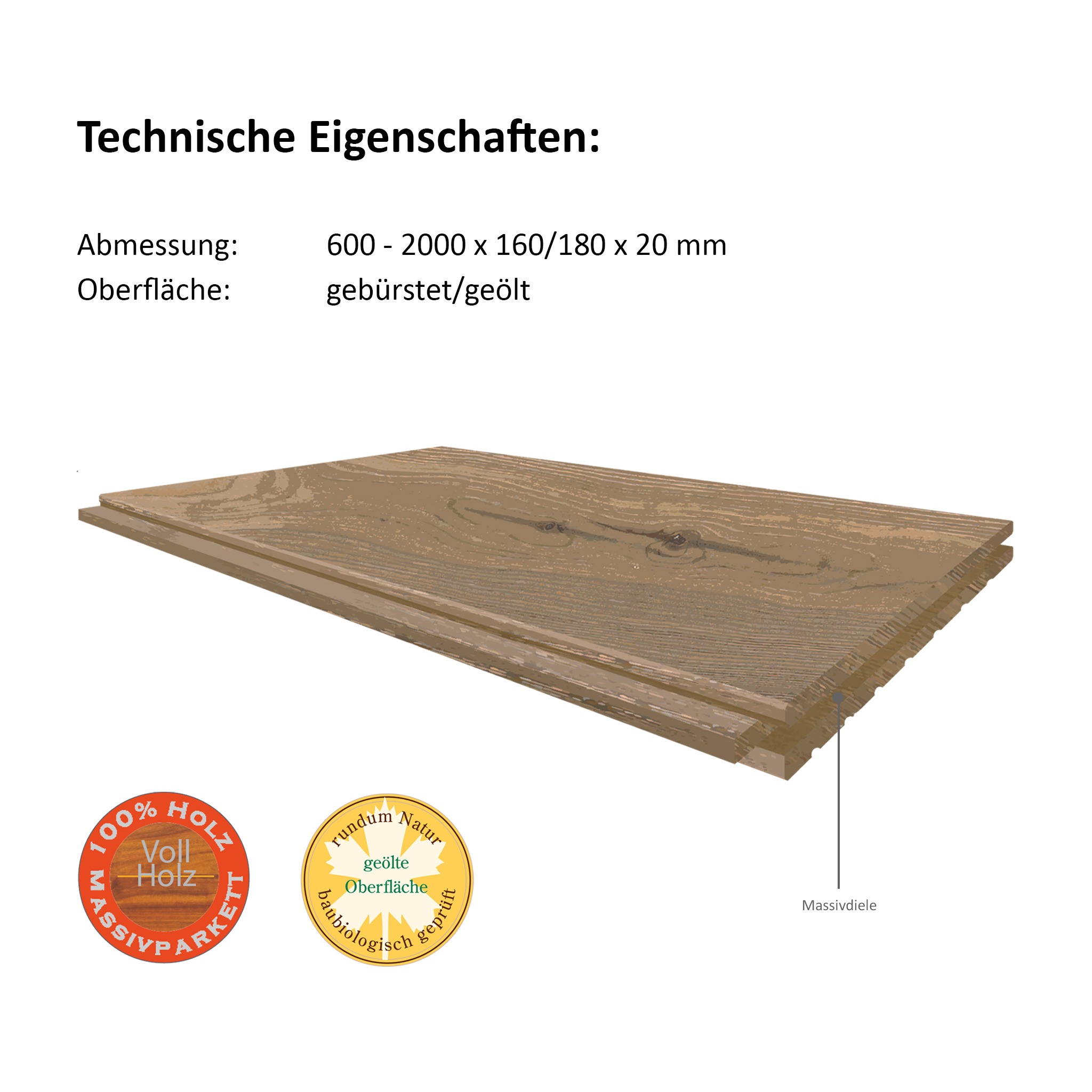 PARAT 20 Eiche Columbia Massivdiele