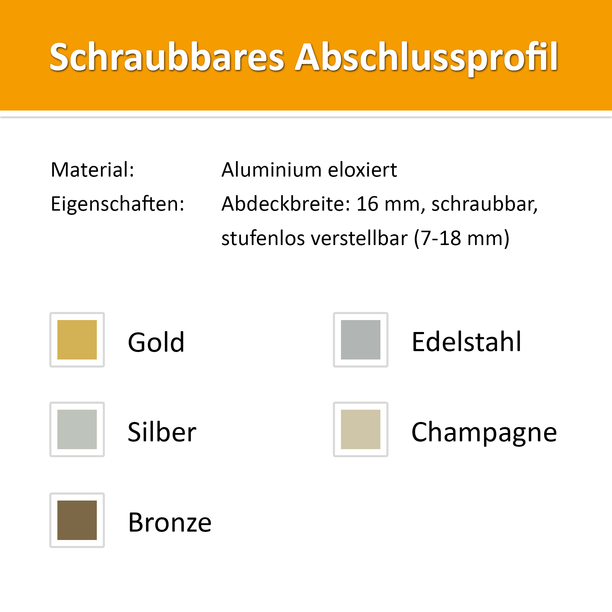 Abschlussprofil Alu Edelstahl 1,00 m