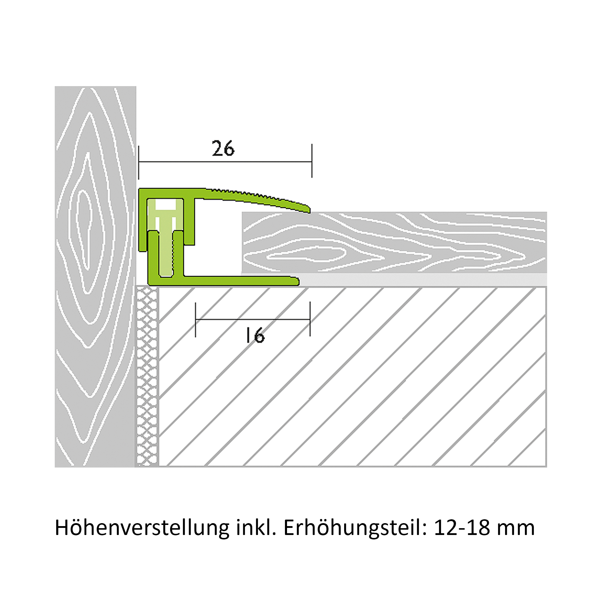 End profile aluminium stainless steel 1m