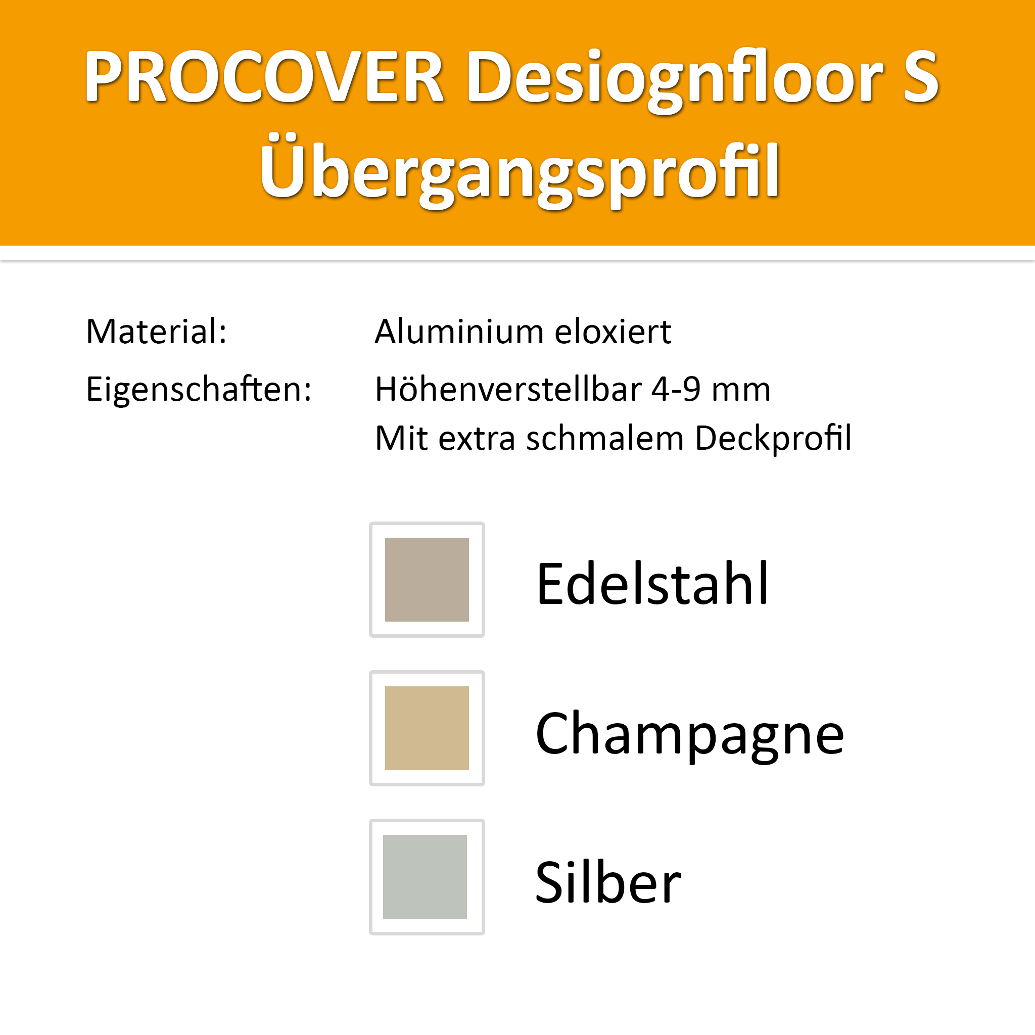 Übergangsprofil Alu Silber 4-9mm