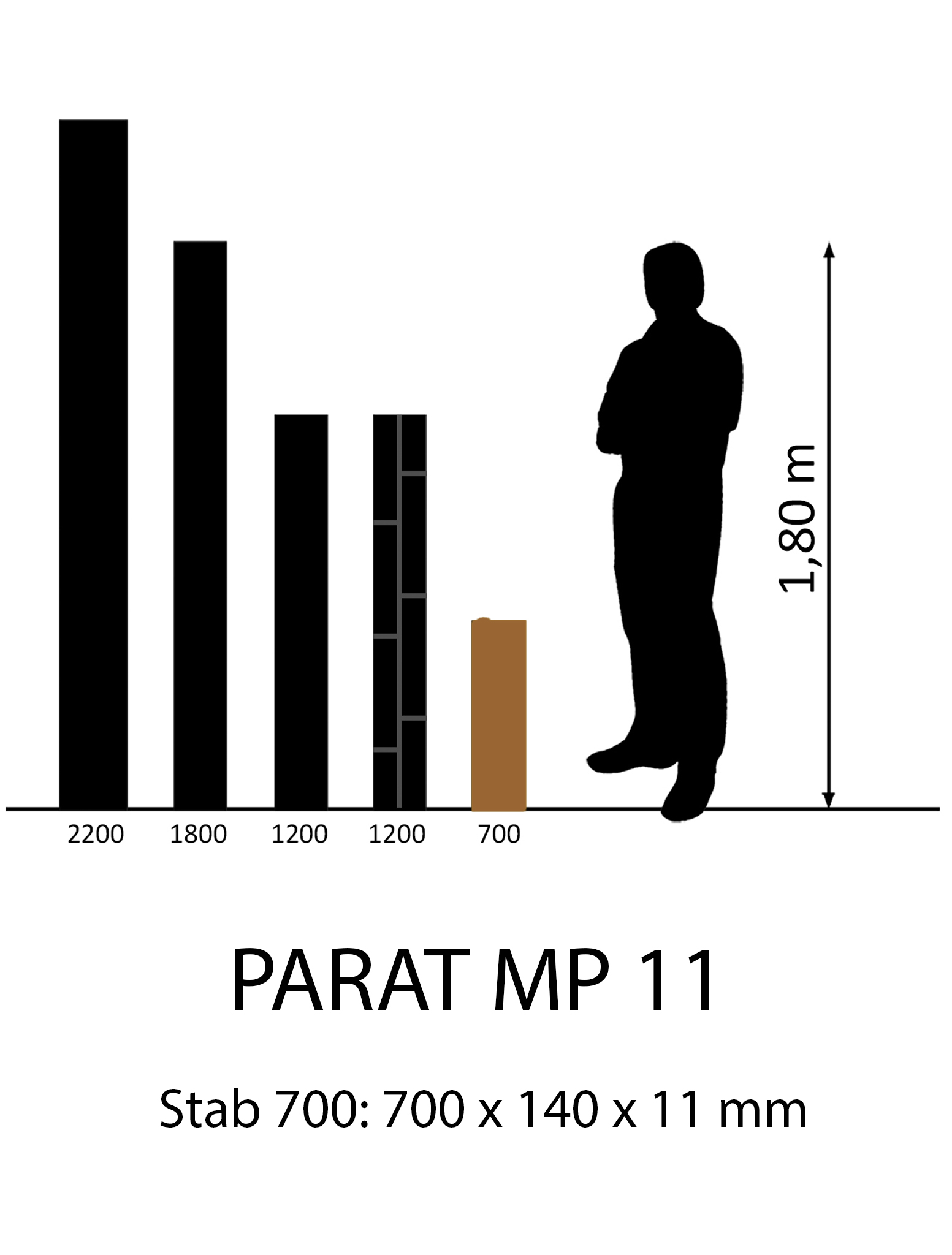 PARAT MP11 Eiche Natur Linke Stäbe!